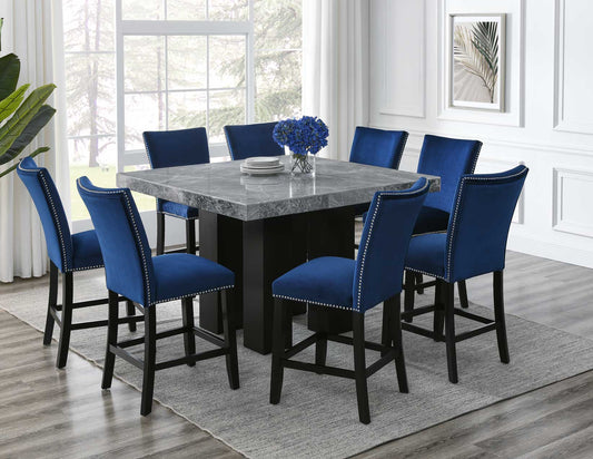 Camila Gray Marble 7-Piece Counter Dining Group (Counter Table & 6 Counter Chairs)