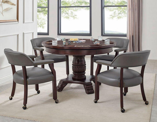 Game Table and Chairs, Tournament, 6-Piece, Gray