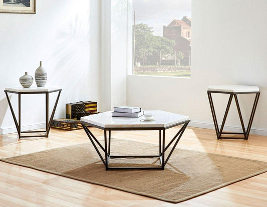 Corvus 3-Piece Marble Top Set (Cocktail & 2 End Tables)