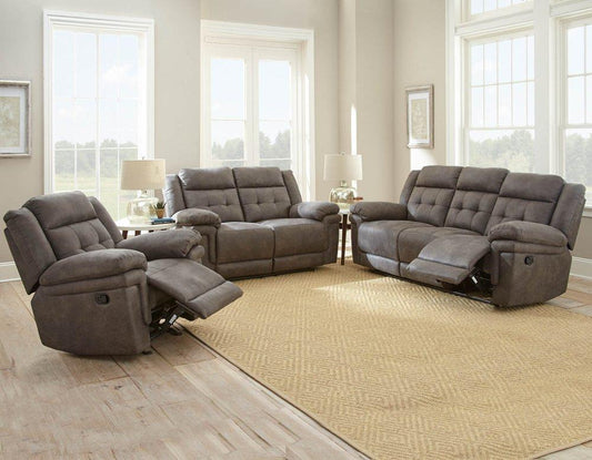Anastasia Grey 3 Piece Manual Motion Set(Sofa, Loveseat & Chair)
