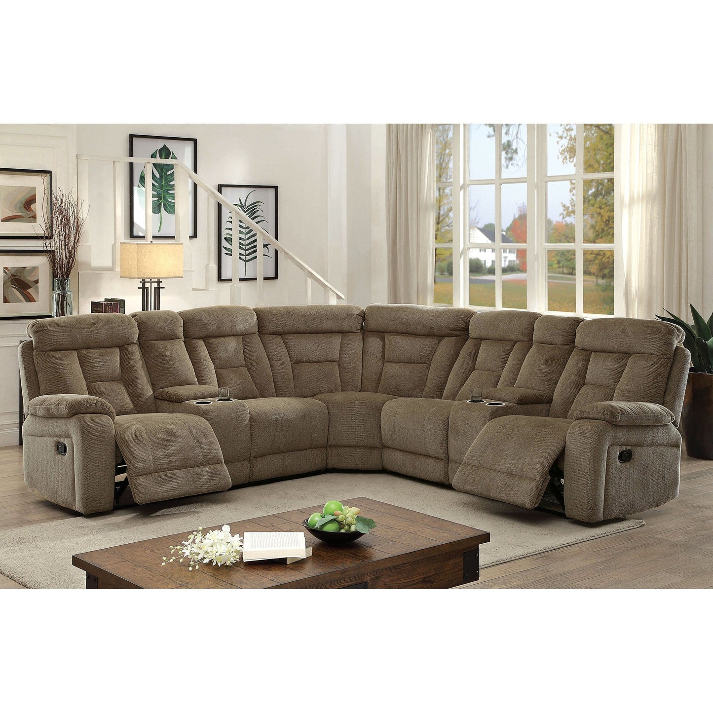 Maybell-Sectional w/ 2 Consoles, Mocha