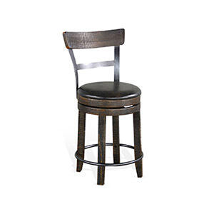 24"H Barstool w/ Back & Swivel, Cushion Seat
