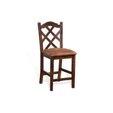 24 H Santa Fe Double Crossback Barstool w/ Cushion Seat