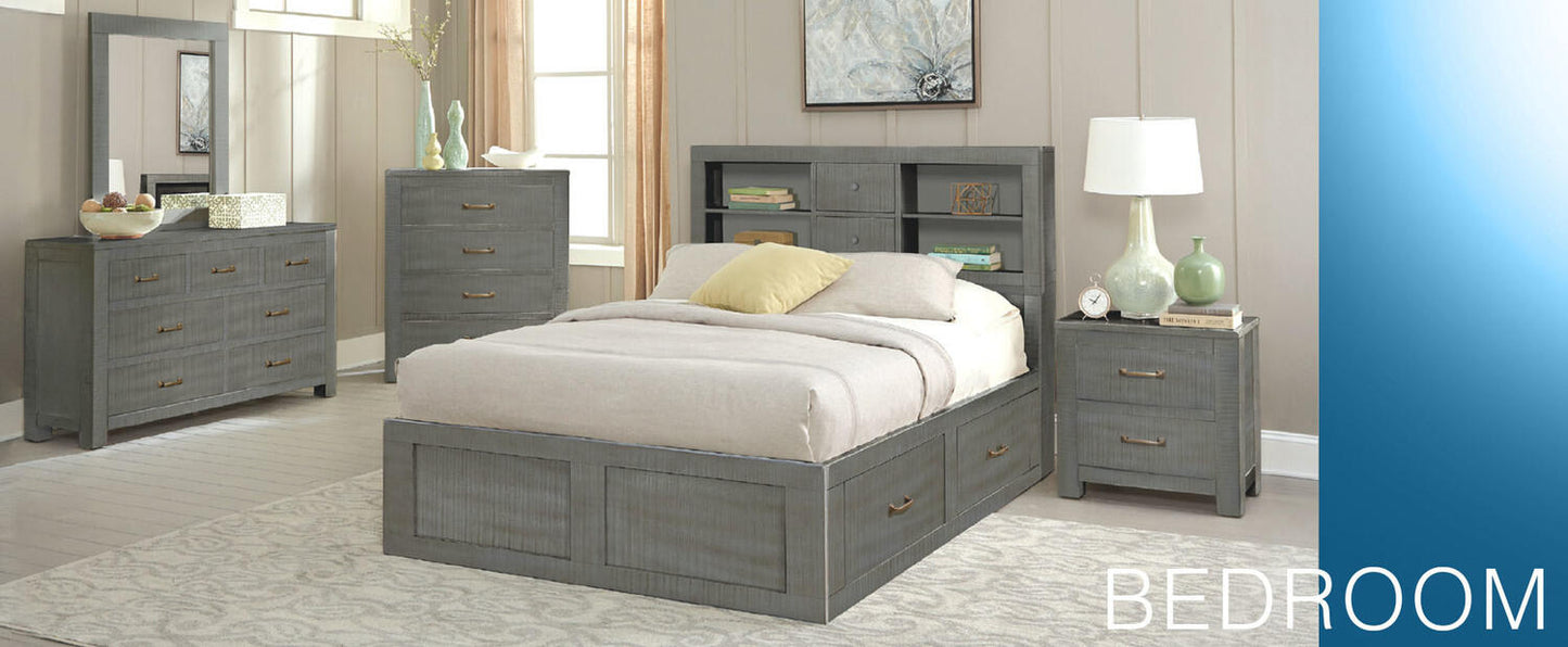 Ranch House Full Captains Bookcase Storage Bed