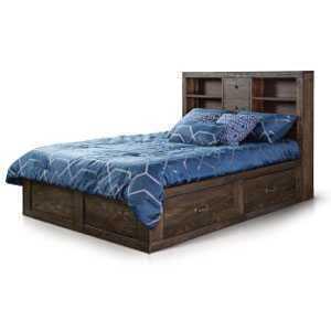 Ranch House Queen Captains Bookcase Storage Bed