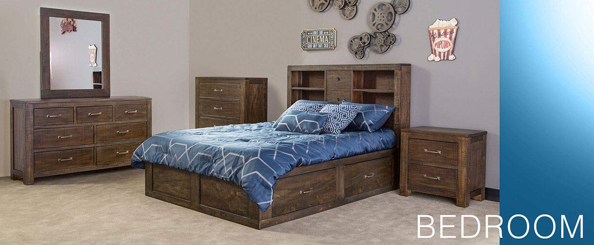 Ranch House Queen Captains Bookcase Storage Bed