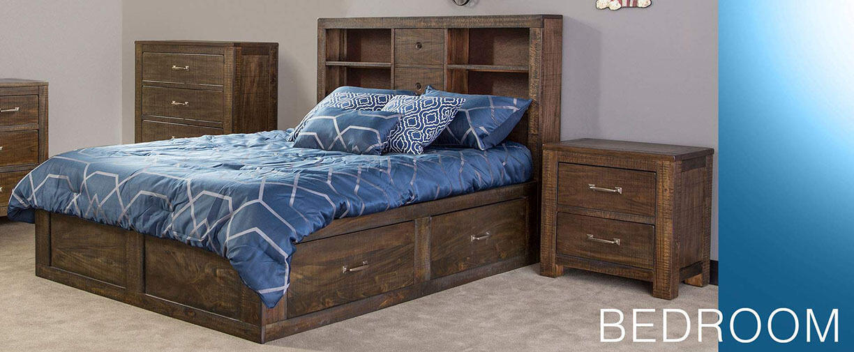 Ranch House Queen Captains Bookcase Storage Bed