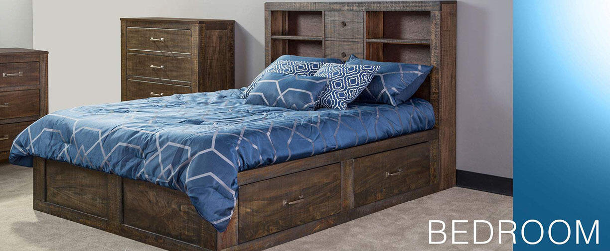 Ranch House Queen Captains Bookcase Storage Bed