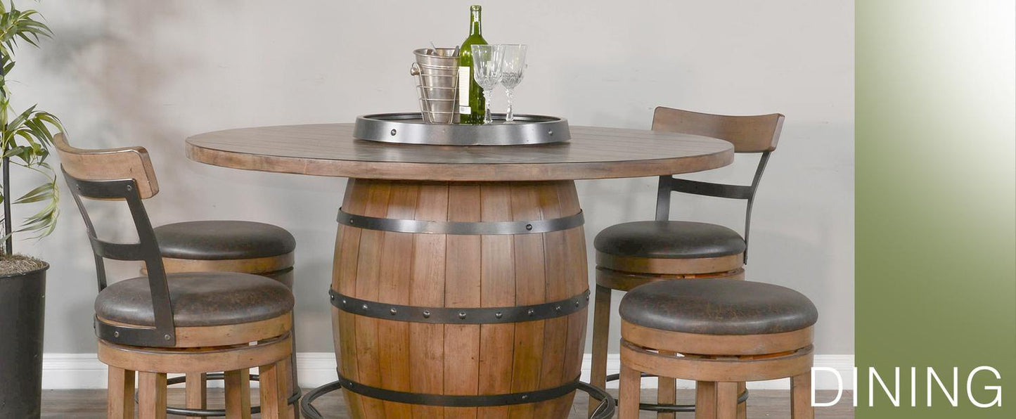 Doe Valley Round Pub Table w/ Wine Barrel Base