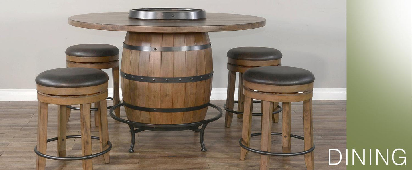 Doe Valley Round Pub Table w/ Wine Barrel Base