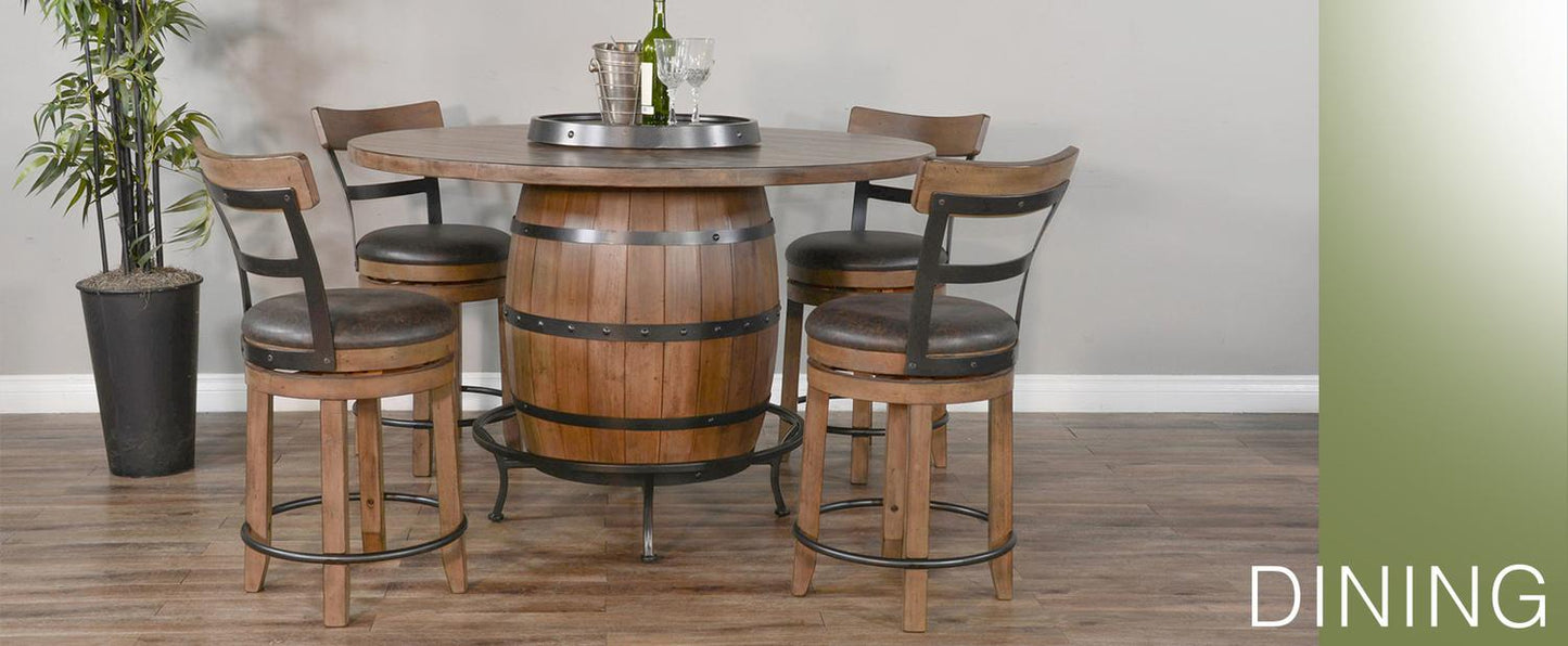 Doe Valley Round Pub Table w/ Wine Barrel Base