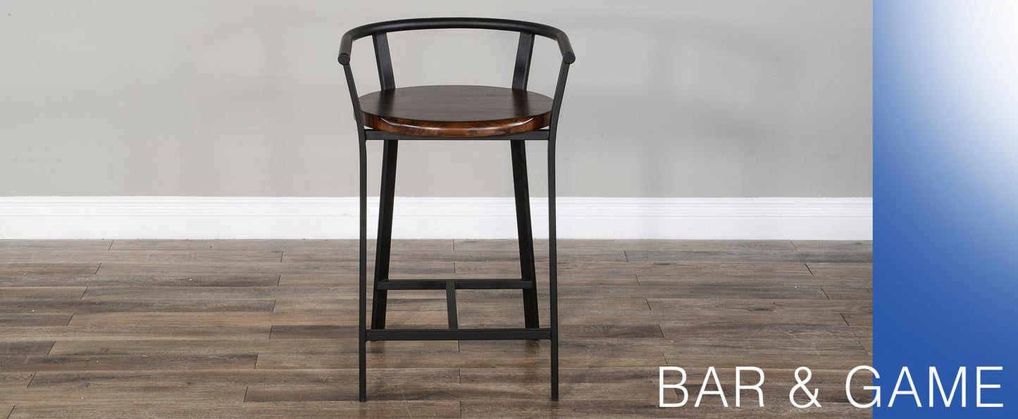 24"H Barstool, Wood Seat