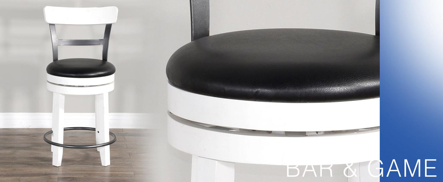 24"H Barstool w/ Back & Swivel