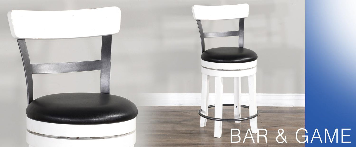 24"H Barstool w/ Back & Swivel