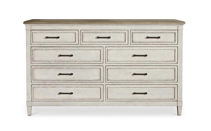 Bella 9 Drawer Wood Top Dresser
