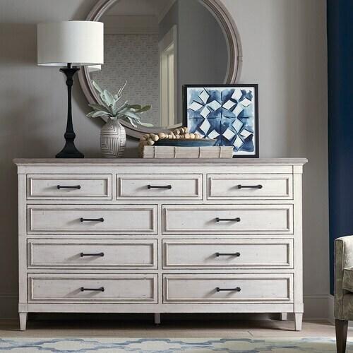 Bella 9 Drawer Wood Top Dresser