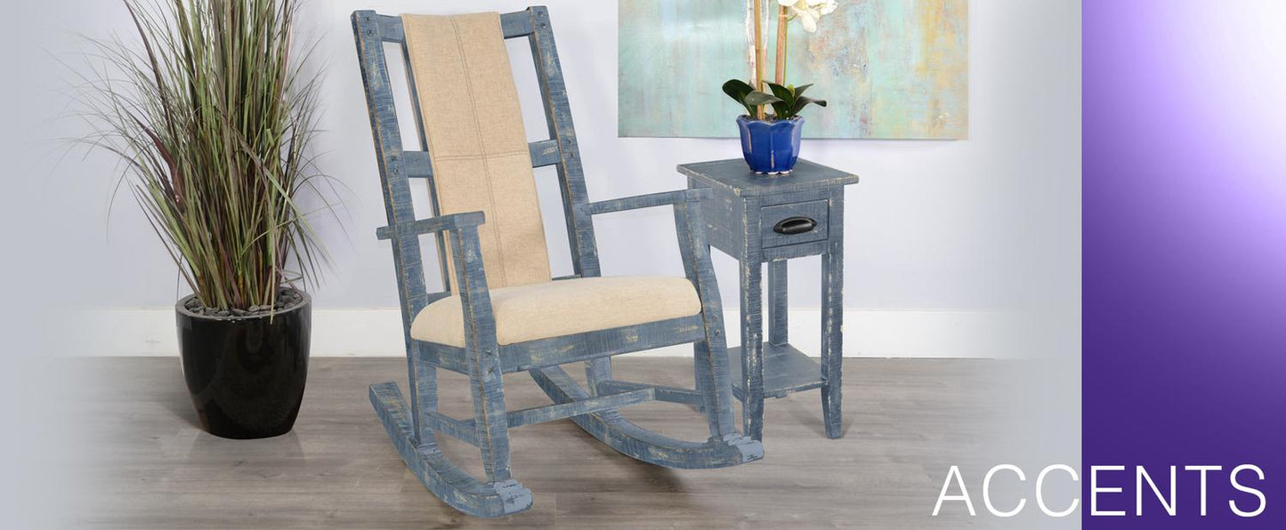 Ocean Blue Rocker, Cushion Seat & Back