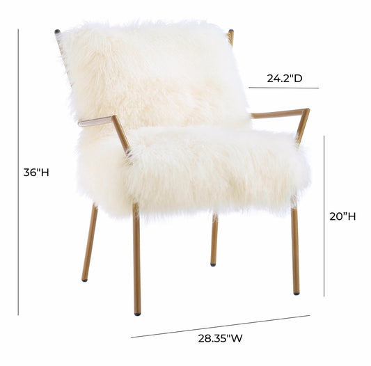 Lena White Sheepskin Chair