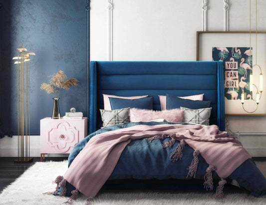 Koah Navy Velvet Bed in King