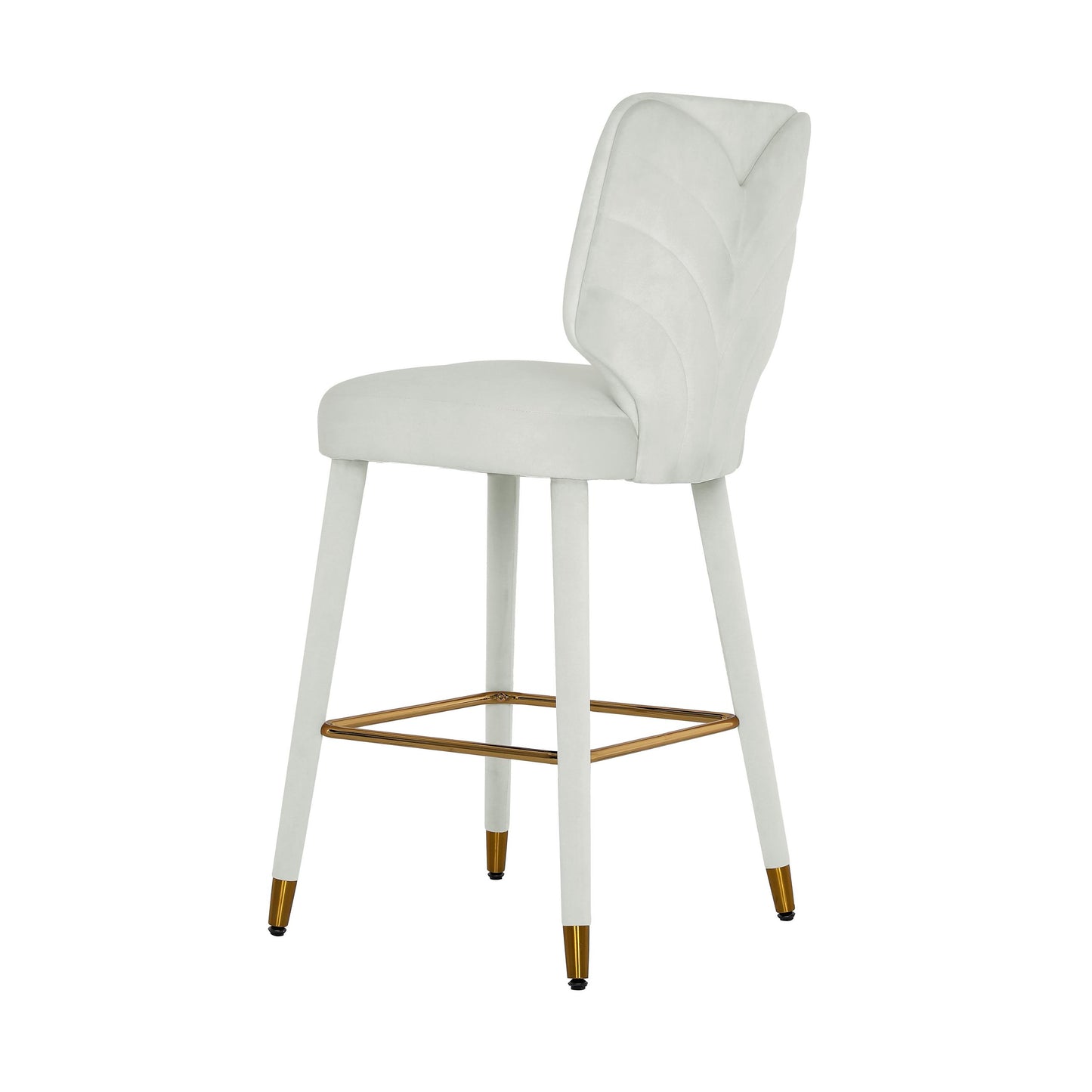 Athena Light Grey Velvet Bar Stool by Inspire Me! Home Decor