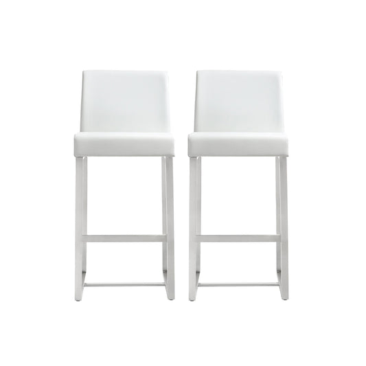 Denmark White Steel Counter Stool (Set of 2)