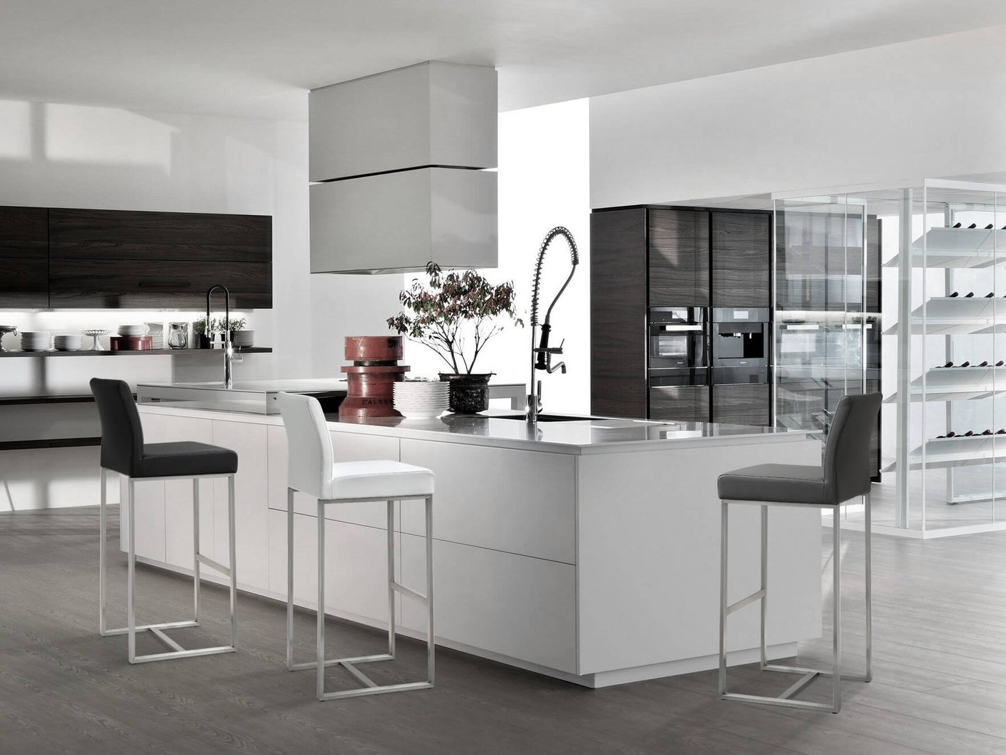 Denmark Grey Steel Barstool (Set of 2)