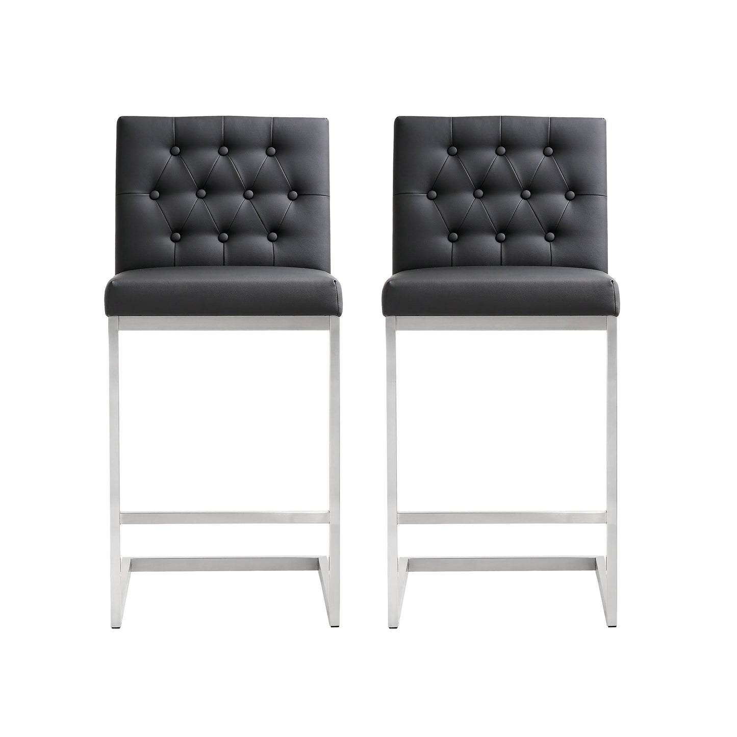 Helsinki Black Stainless Steel Counter Stool (Set of 2)