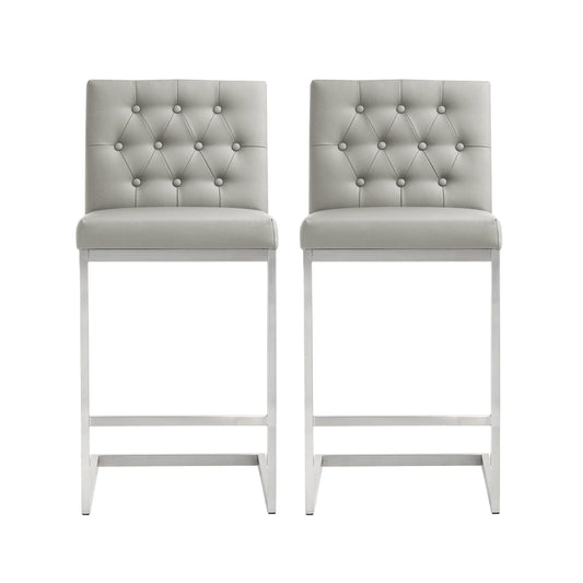 Helsinki Light Grey Steel Counter Stool (Set of 2)