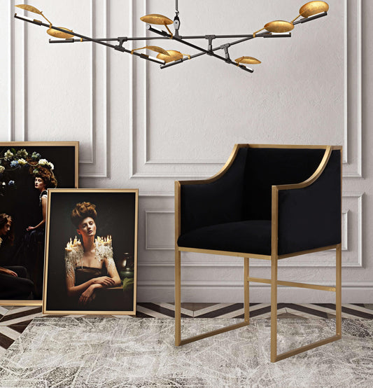 Atara Black Velvet Gold Chair
