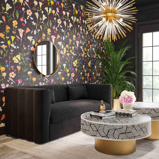 Callie Black Velvet Sofa