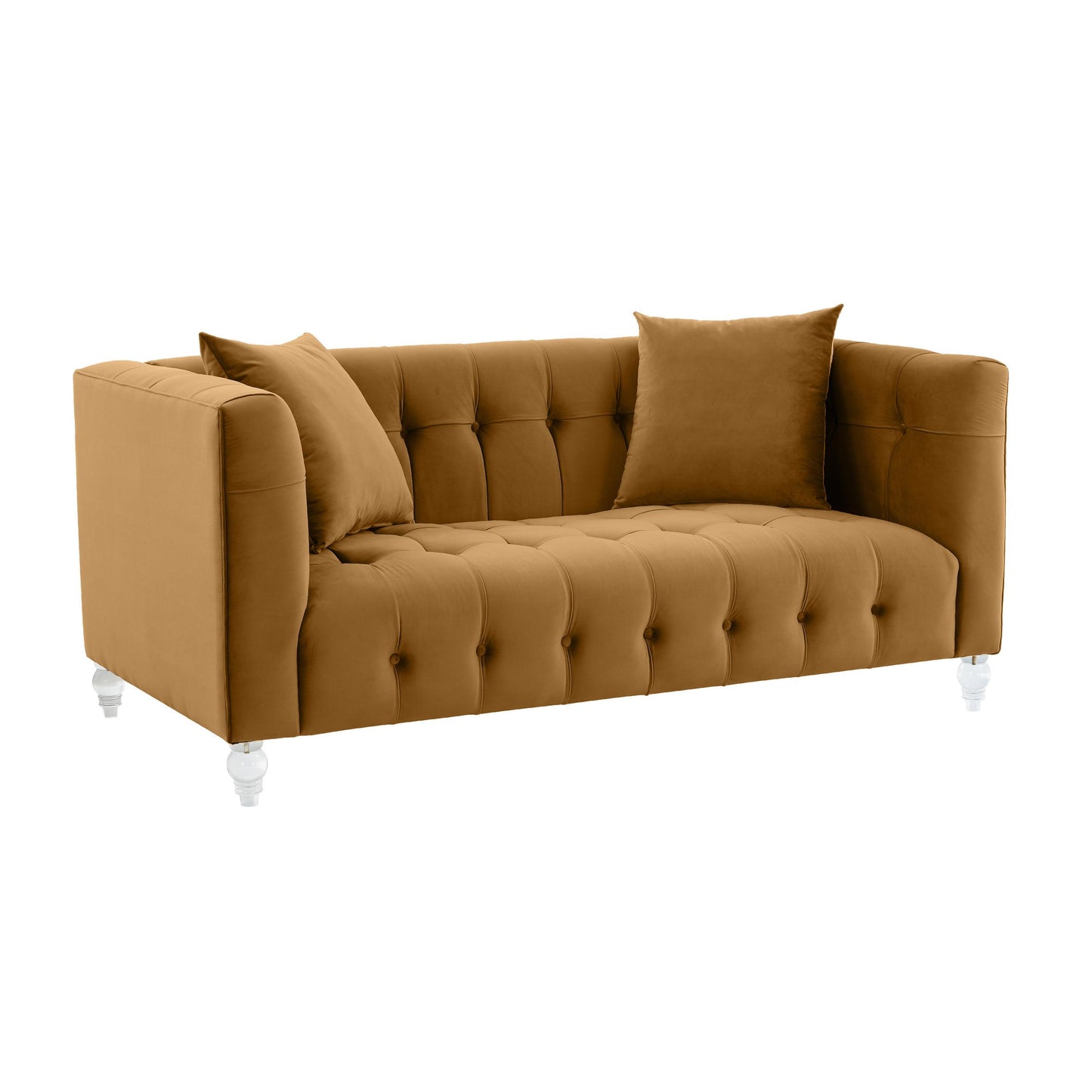 Bea Cognac Velvet Loveseat