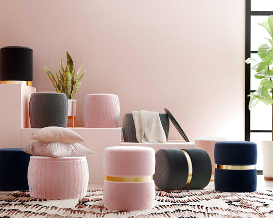 Pri Blush Velvet Ottoman