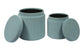 Kris Sea Blue Storage Ottomans - Set of 2