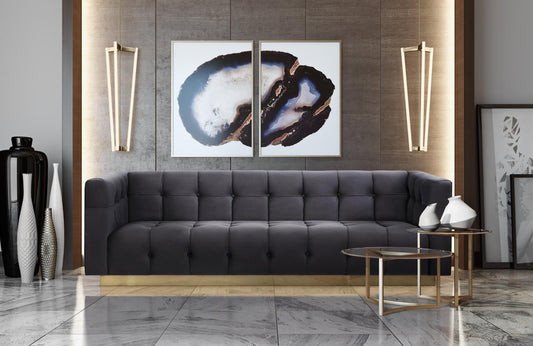 Roma Grey Velvet Sofa