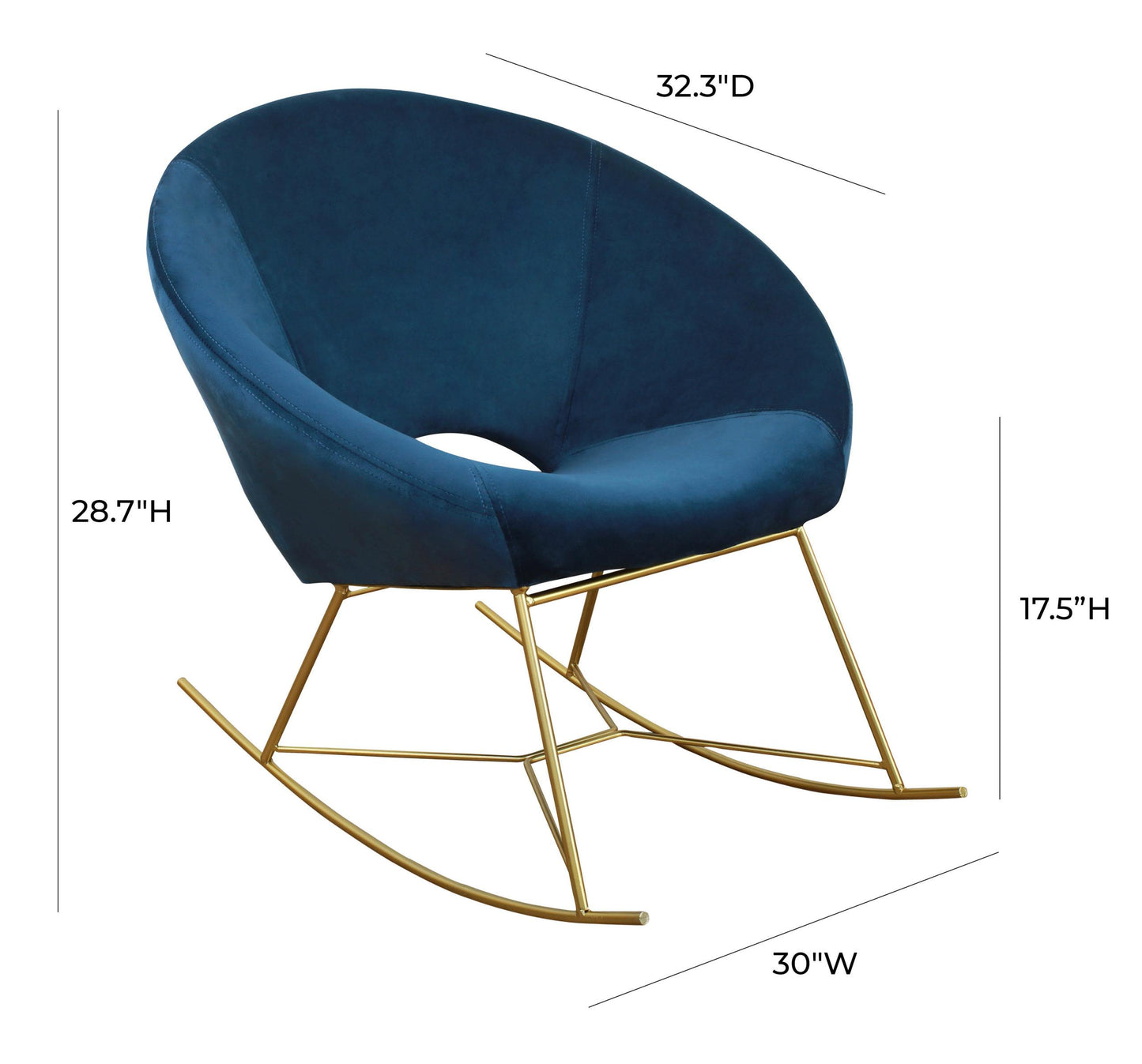 Nolan Navy Velvet Rocking Chair