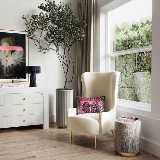 Ethan Cream Velvet Tall Chair