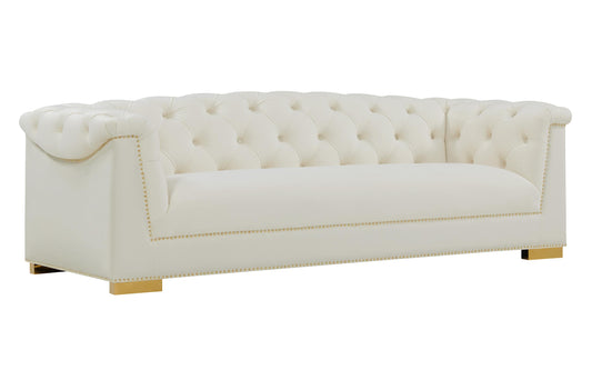 Farah Cream Velvet Sofa by Inspire Me! Home Decor
