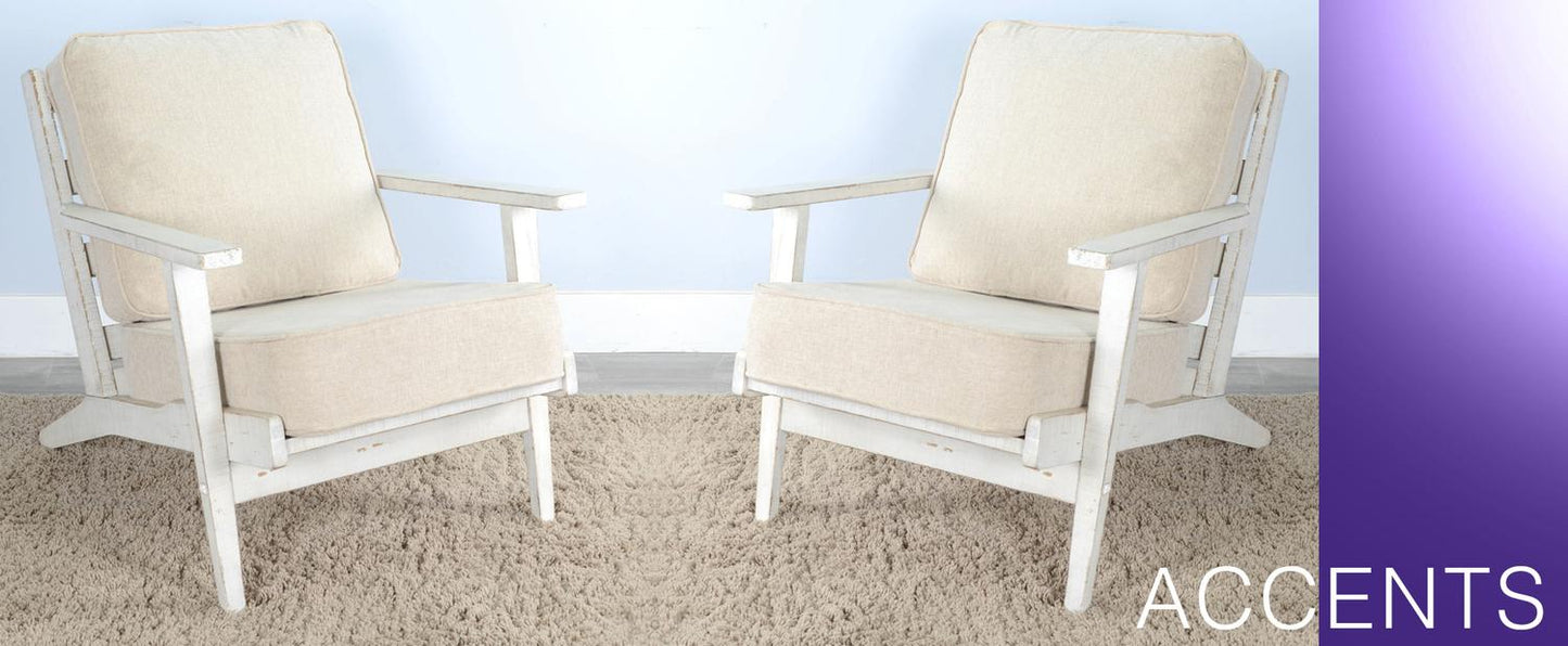 White Sand Chair, Cushion Seat & Back