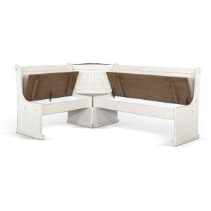 Long Bench & Corner Back, Wood Seat