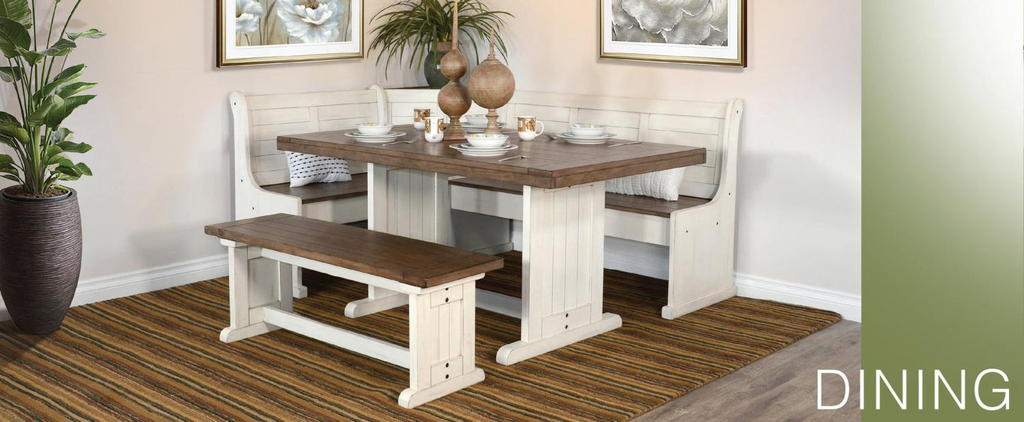 Long Bench & Corner Back, Wood Seat