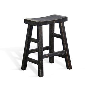 Black Sand Saddle Seat Stool, Wood Seat