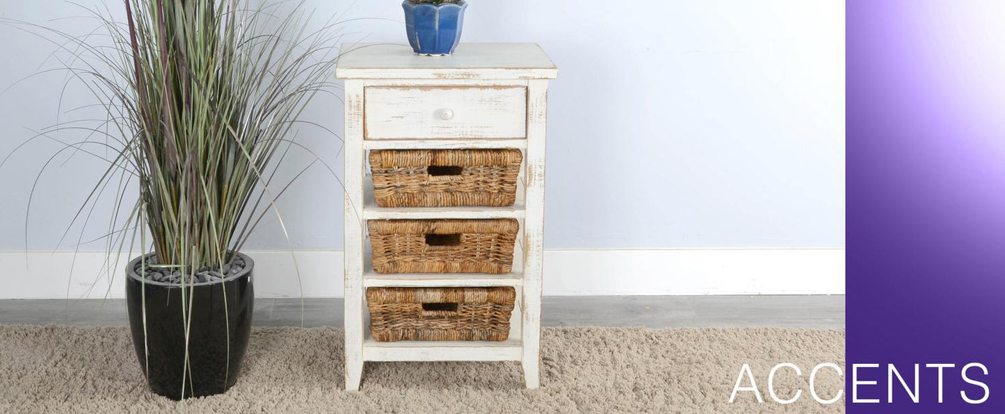 White Sand Storage Table