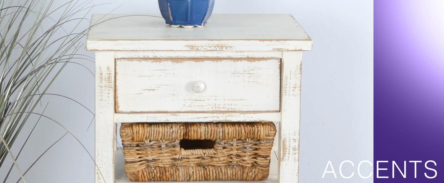 White Sand Storage Table