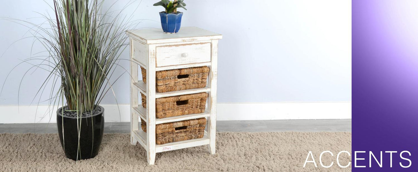 White Sand Storage Table