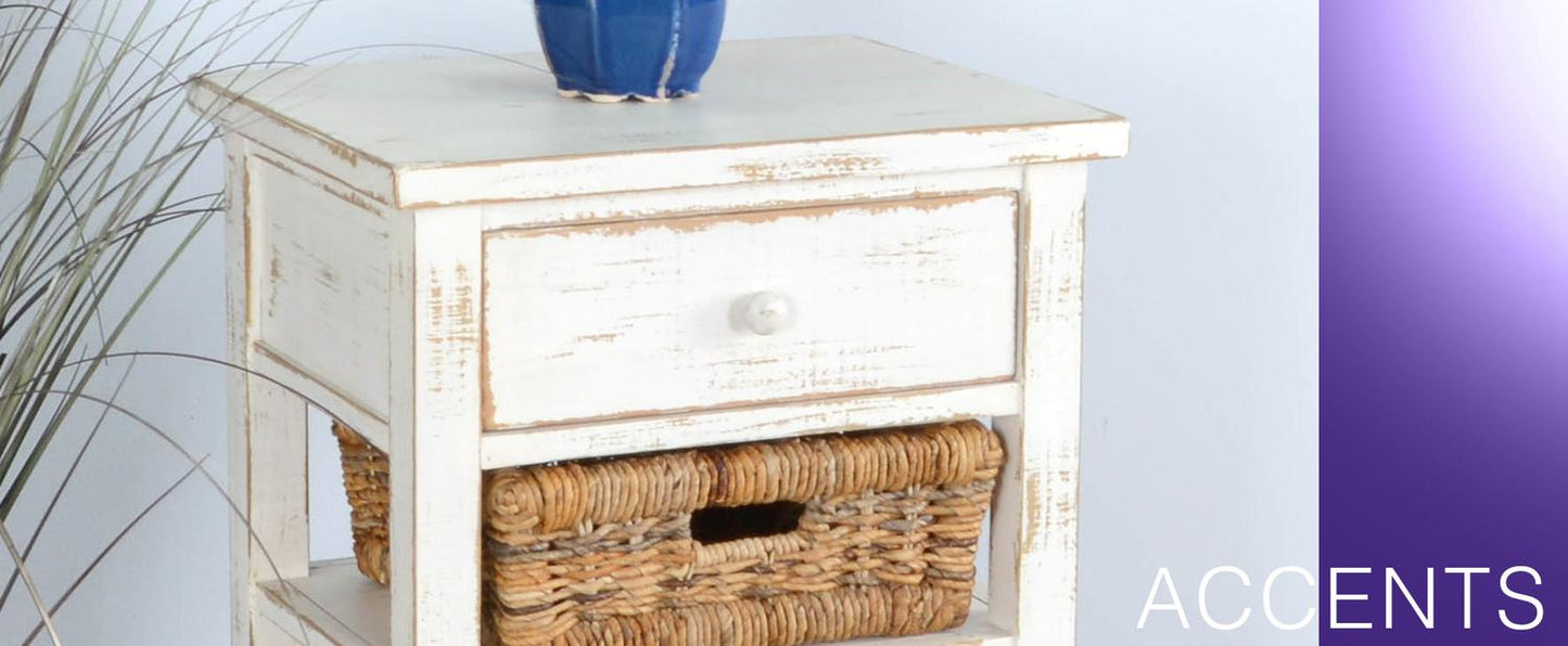 White Sand Storage Table