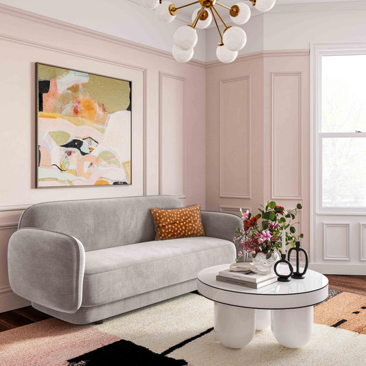 Kandor Stone Grey Textured Velvet Sofa