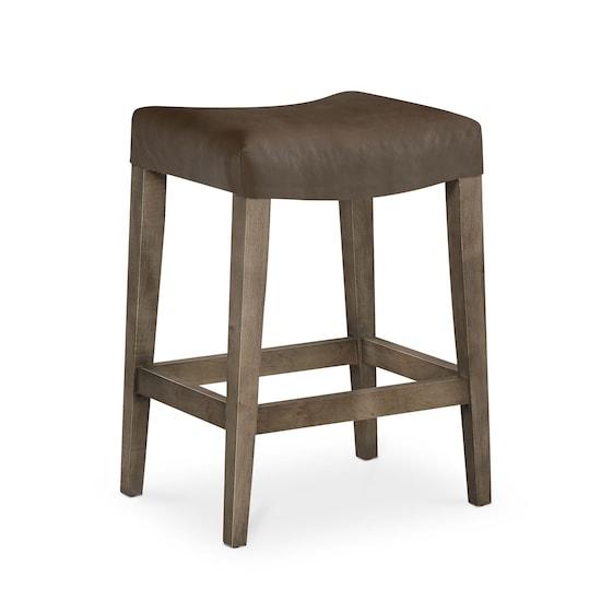 Vail Maple Leather Saddle Stool