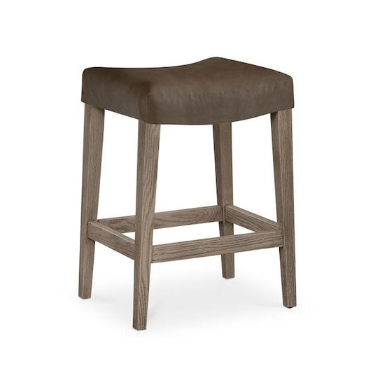Vail Oak Leather Saddle Stool