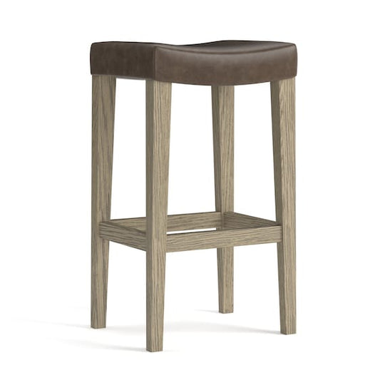 Vail Oak Leather Bar Saddle Stool