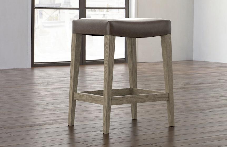 Vail Oak Leather Saddle Stool